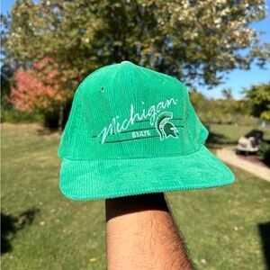 Michigan State Spartans MSU Rage Vintage 70s Corduroy Logo Script Snapback Hat